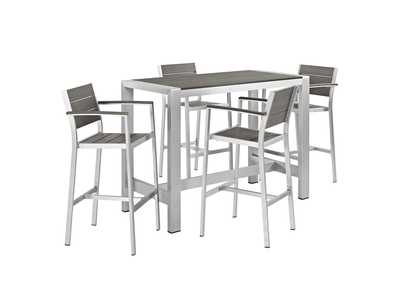 Silver Gray Shore 5 Piece Outdoor Patio Aluminum Dining Set