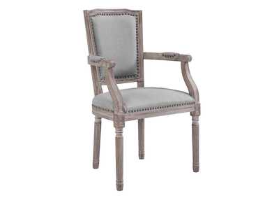 Light Gray Penchant Vintage French Upholstered Fabric Arm Dining Chair