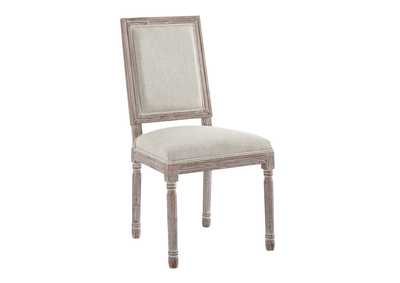 Beige Court Vintage French Upholstered Fabric Dining Side Chair