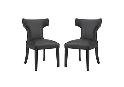 Black Curve Dining Side Chair Vinyl [Set of 2]