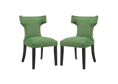 Kelly Green Curve Dining Side Chair Fabric [Set of 2]