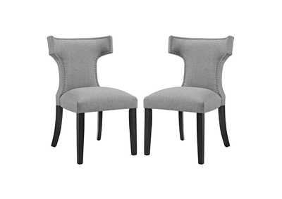 Light Gray Curve Dining Side Chair Fabric [Set of 2]