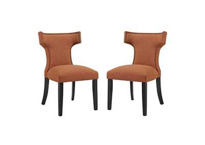 Orange Curve Dining Side Chair Fabric [Set of 2]