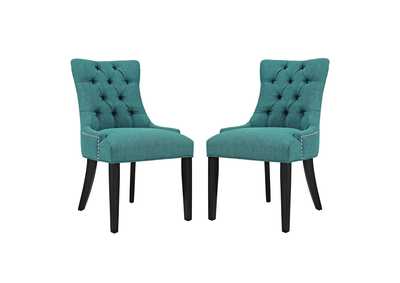 Teal Regent Dining Side Chair Fabric [Set of 2]