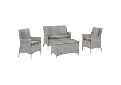 Image for Light Gray Gray Bridge 4 Piece Outdoor Patio Patio Conversation Set with Pillow Set