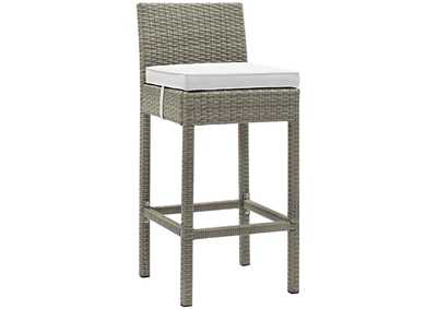 Image for Light Gray White Conduit Outdoor Patio Wicker Rattan Bar Stool