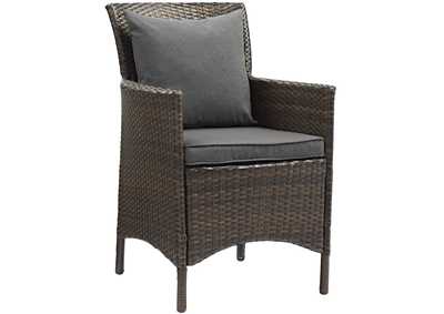 Brown Charcoal Conduit Outdoor Patio Wicker Rattan Arm Dining Chair