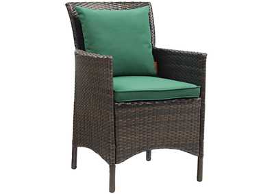 Image for Brown Green Conduit Outdoor Patio Wicker Rattan Arm Dining Chair