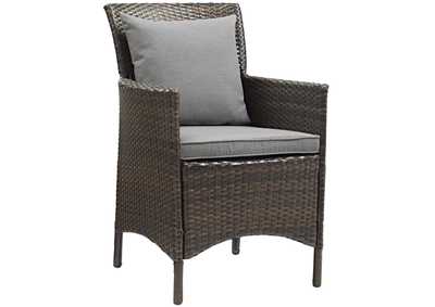 Brown Gray Conduit Outdoor Patio Wicker Rattan Arm Dining Chair