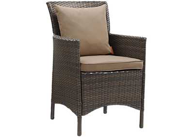 Brown Mocha Conduit Outdoor Patio Wicker Rattan Arm Dining Chair