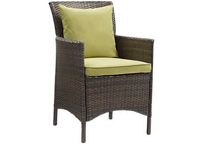 Brown Peridot Conduit Outdoor Patio Wicker Rattan Arm Dining Chair