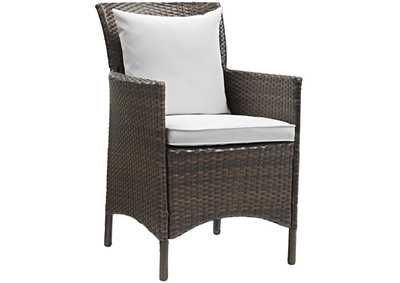 Brown White Conduit Outdoor Patio Wicker Rattan Arm Dining Chair