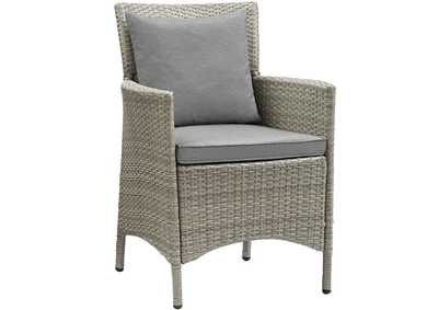 Light Gray Gray Conduit Outdoor Patio Wicker Rattan Arm Dining Chair