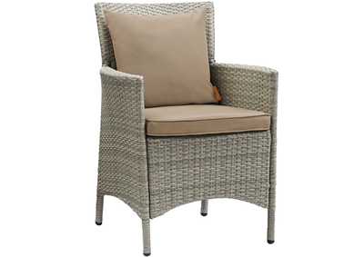 Image for Light Gray Mocha Conduit Outdoor Patio Wicker Rattan Arm Dining Chair