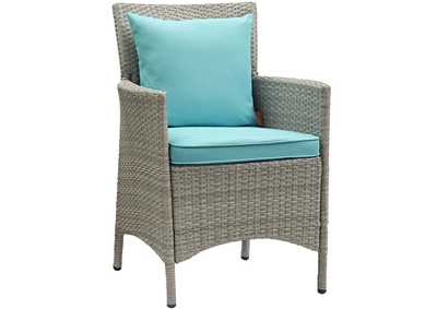 Image for Light Gray Turquoise Conduit Outdoor Patio Wicker Rattan Arm Dining Chair