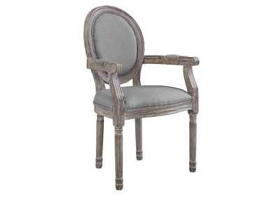 Light Gray Emanate Vintage French Upholstered Fabric Arm Dining Chair