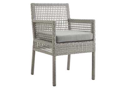 Gray Gray Aura Outdoor Patio Wicker Rattan Arm Dining Chair