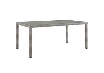 Gray Aura 68" Outdoor Patio Wicker Rattan Dining Table