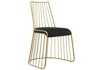 Image for Gold Black Rivulet Gold Stainless Steel Performance Velvet Dining Chair