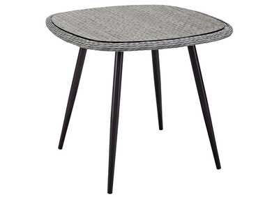 Gray Endeavor 36" Outdoor Patio Wicker Rattan Dining Table