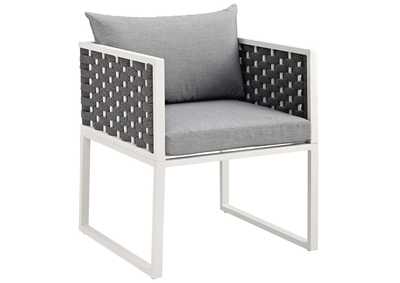 Image for White Gray Stance Outdoor Patio Aluminum Arm Dining Chair