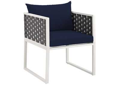 Image for White Navy Stance Outdoor Patio Aluminum Arm Dining Chair