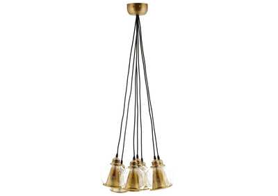 Image for Peak Brass Cone and Glass Globe Cluster Pendant Chandelier