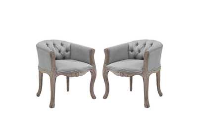 Image for Light Gray Crown Vintage French Upholstered Fabric Arm Dining Chair [Set of 2]