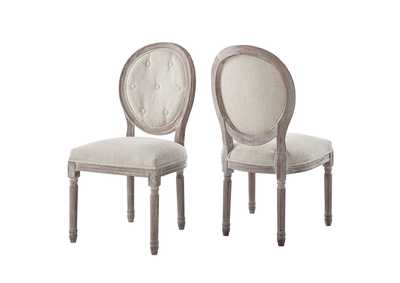 Image for Beige Arise Vintage French Upholstered Fabric Dining Side Chair [Set of 2]