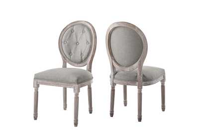 Light Gray Arise Vintage French Upholstered Fabric Dining Side Chair [Set of 2]