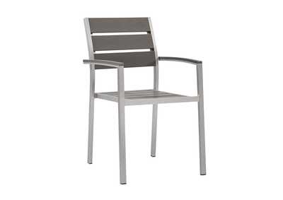 Silver Gray Shore Outdoor Patio Aluminum Arm Dining Chair