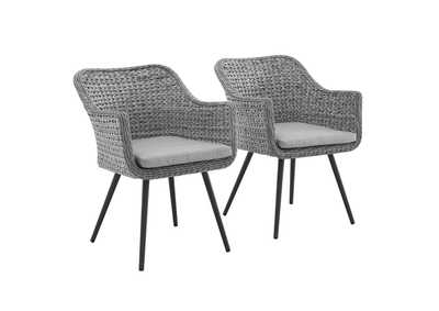 Image for Gray Gray Endeavor Arm Dining Chair Outdoor Patio Wicker Rattan [Set of 2]