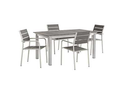 Silver Gray Shore 5 Piece Outdoor Patio Aluminum Dining Set