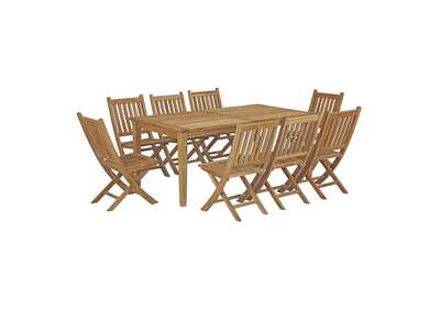 Image for Natural Marina 9 Piece Outdoor Patio Teak Dining Set