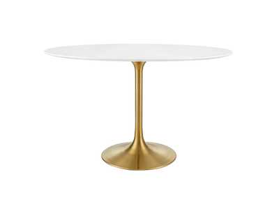 Gold White Lippa 48" Oval Wood Dining Table