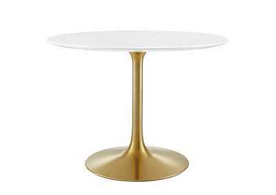 Gold White Lippa 40" Round Wood Dining Table