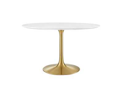 Lippa Gold White 47" Round Wood Dining Table