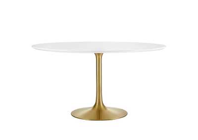 Gold White Lippa 54" Round Wood Dining Table