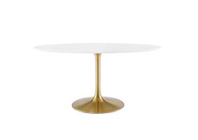 Gold White Lippa 60" Oval Wood Dining Table