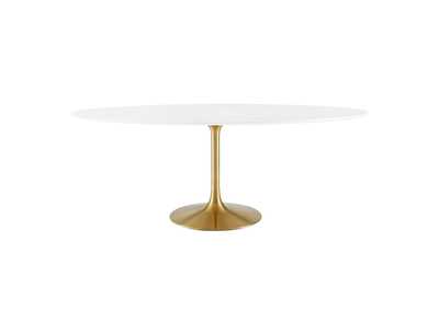 Gold White Lippa 78" Oval Wood Dining Table