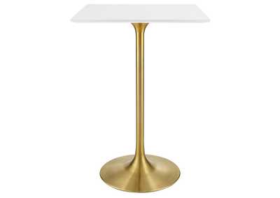 Lippa Gold White 28" Square Wood Top Bar Table