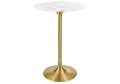 Gold White Lippa 28" Artificial Marble Bar Table