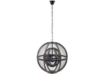 Image for Gravitate Globe Rustic Oak Wood Pendant Light Chandelier