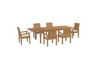 Image for Natural White Marina 7 Piece Outdoor Patio Teak Dining Set