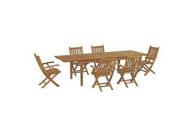 Natural Marina 7 Piece Outdoor Patio Teak Dining Set