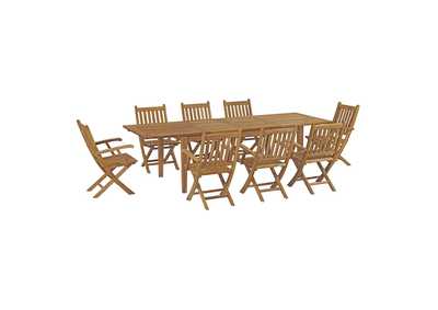 Natural Marina 9 Piece Outdoor Patio Teak Dining Set