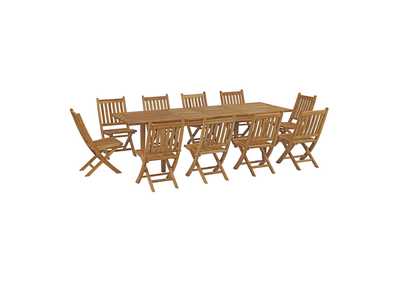 Natural Marina 11 Piece Outdoor Patio Teak Dining Set