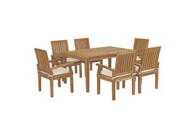 Image for Natural White Marina 7 Piece Outdoor Patio Teak Dining Set