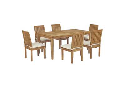 Image for Natural White Marina 7 Piece Outdoor Patio Teak Dining Set