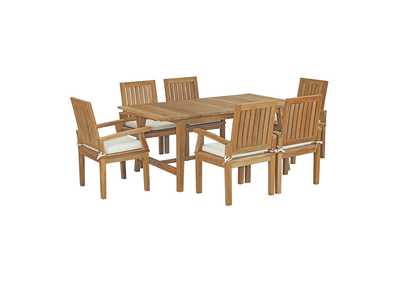 Image for Natural White Marina 7 Piece Outdoor Patio Teak Dining Set